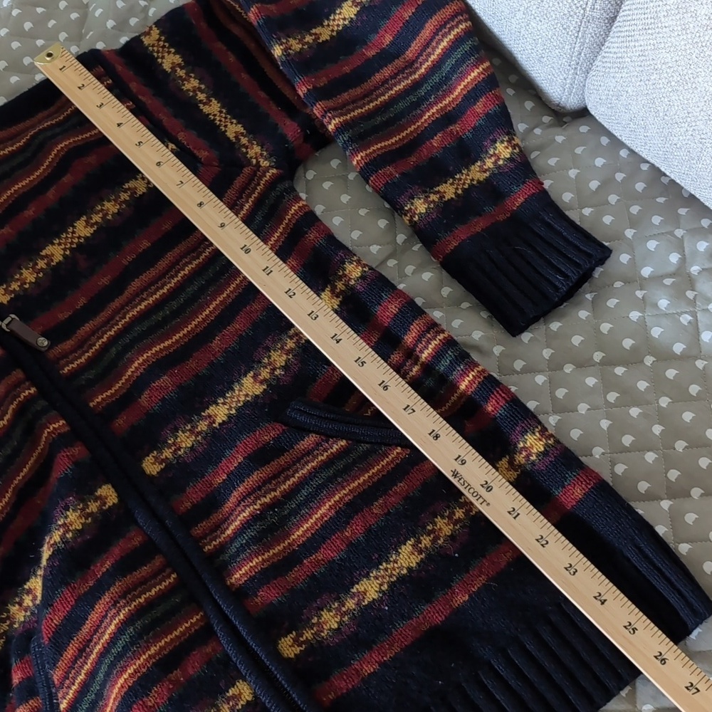 VGT 90s Bean Pole Woman's Multi-colored Striped Hooded Zippered Sweater. - Picture 12 of 12
